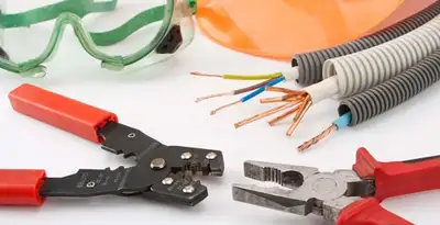 Electrical wiring repair with professional tools and safety equipment in Sedalia, CO