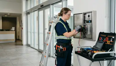 Electrician installing a residential intercom system in Littleton, Colorado