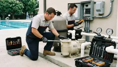 Electrician wiring a pool pump circuit for a Littleton, CO home