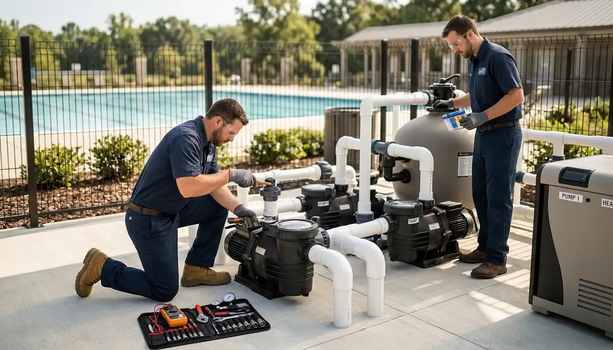 Electrician wiring a pool pump circuit for a Littleton, Colorado home